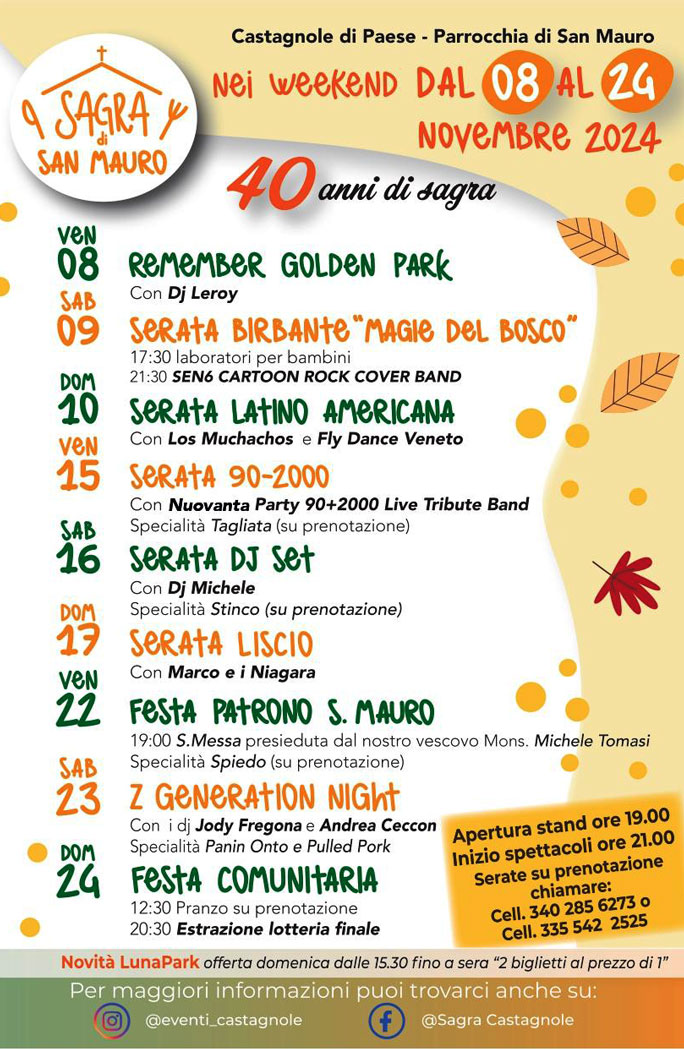 2024 CASTAGNOLE SAGRA DI SAN MAURO programma
