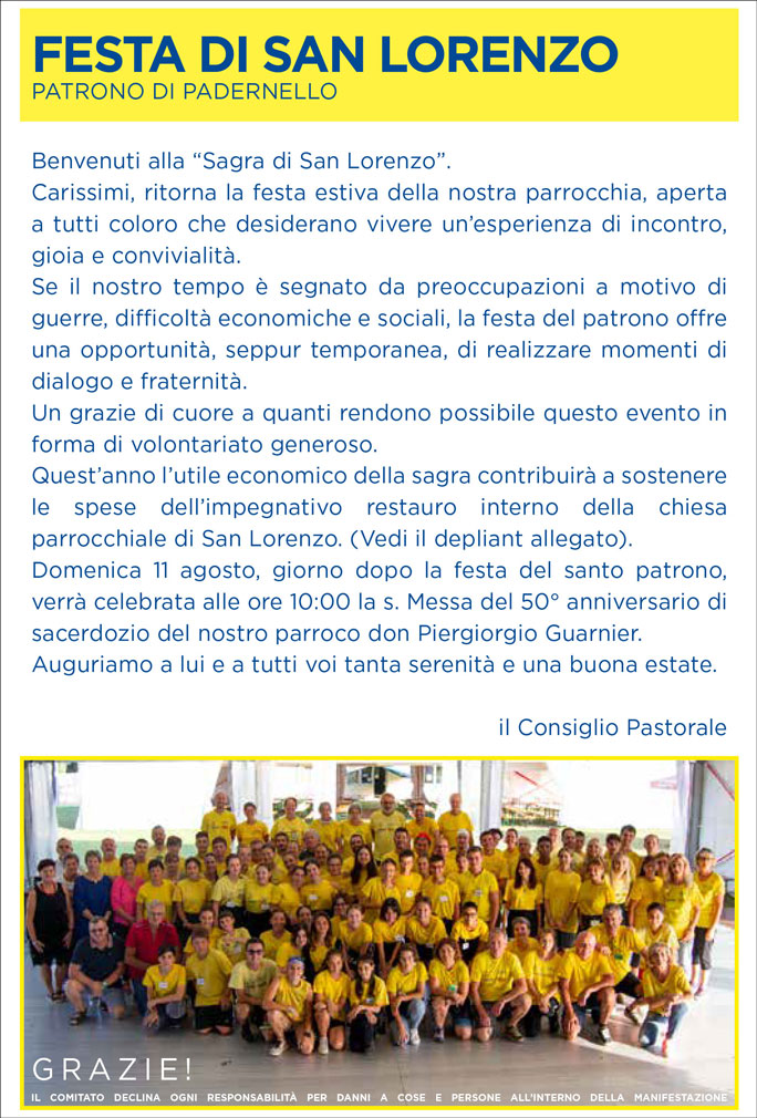 informazioni 2024 PADERNELLO SAGRA DI SAN LORENZO 