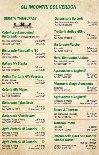 2023 RONCADE PRIMAVERA IN FESTA RADICCHIO VERDON E ROSSO IN STRADA ristoranti