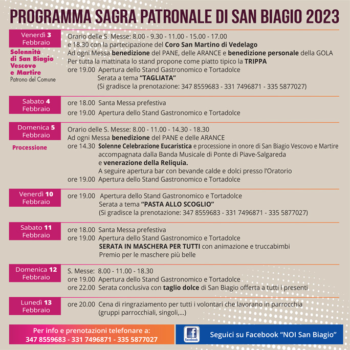 2023 SAN BIAGIO DI CALLALTA SAGRA DI SAN BIASIO programma