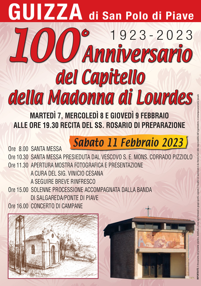2023 SAN POLO DI PIAVE GUIZZA FESTA DELLA MADONNA DI LOURDES anniversario 100 anni