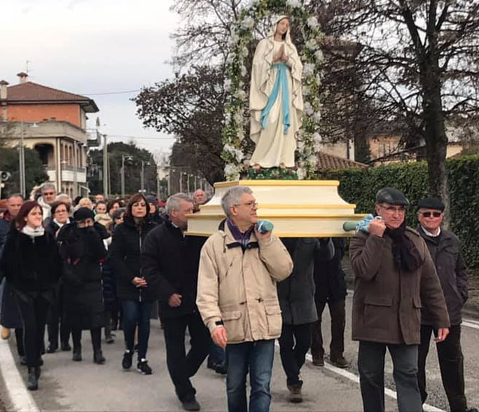 SAN POLO DI PIAVE GUIZZA FESTA DELLA MADONNA DI LOURDES PROCESSIONE SOLENNE