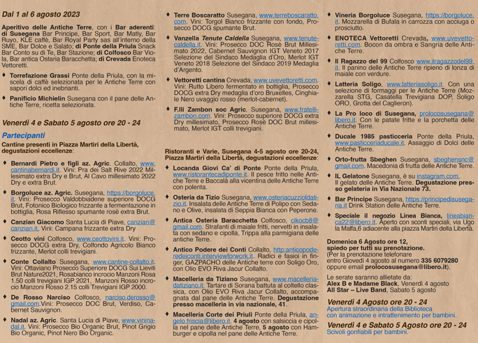 2023 SUSEGANA I SAPORI DELLE ANTICHE TERRE programma