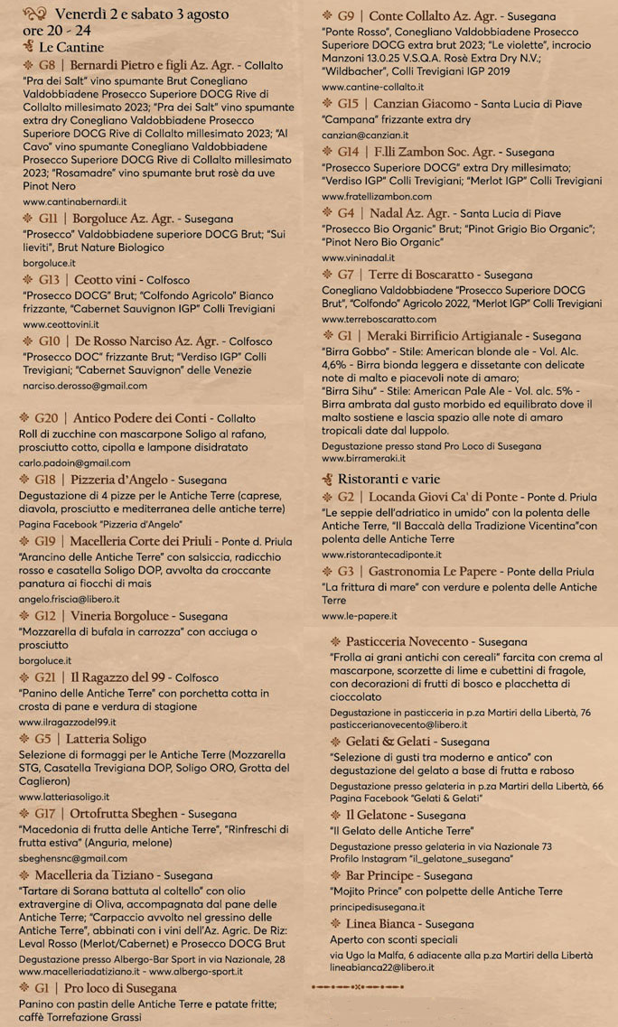 2024 SUSEGANA I SAPORI DELLE ANTICHE TERRE programma