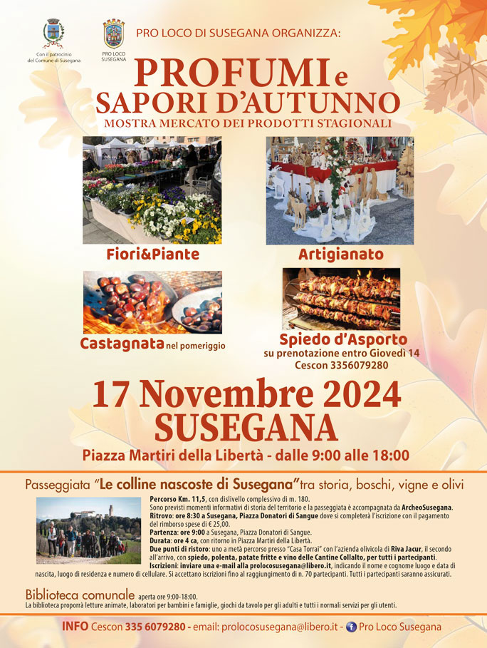 2024 SUSEGANA MOSTRA MERCATO DEI PRODOTTI STAGIONALI PROFUMI E SAPORI DI AUTUNNO
