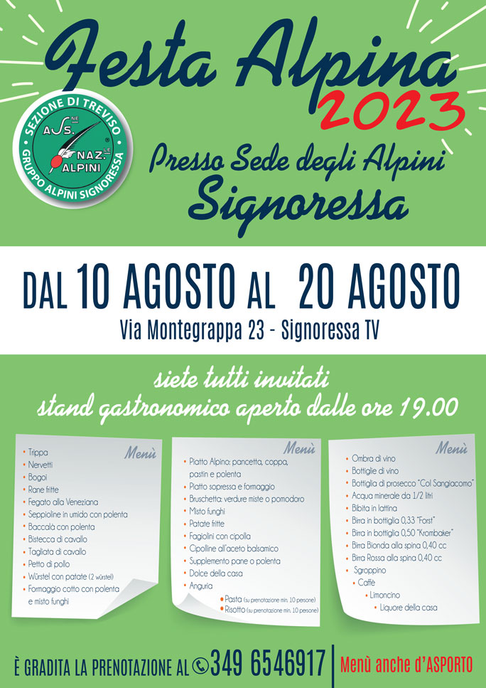 2023 TREVIGNANO SIGNORESSA TRADIZIONALE FESTA ALPINA D'AGOSTO SAGRA SIGNORESSA