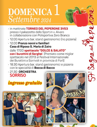 1 settembre 2024 SAGRA DEL PEPERONE A ZERO BRANCO