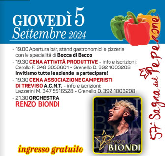 5 settembre 2024 SAGRA DEL PEPERONE A ZERO BRANCO