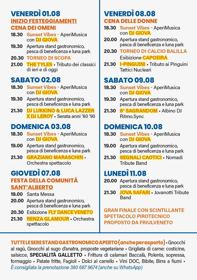 ZERO BRANCO SANT'ALBERTO SAGRA PAESANA programma