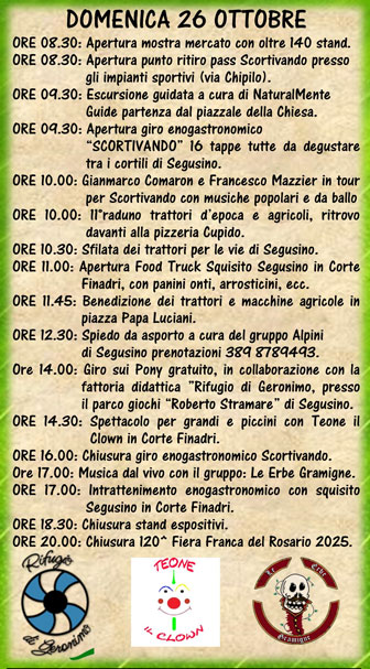 SEGUSINO FIERA FRANCA DEL ROSARIO domenica 26 ottobre