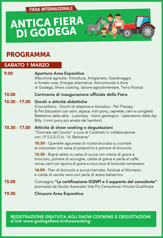 2025 ANTICA FIERA DI GODEGA programma sabato 1 marzo