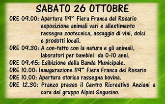 2024 SEGUSINO FIERA FRANCA DEL ROSARIO SABATO 26 OTTOBRE