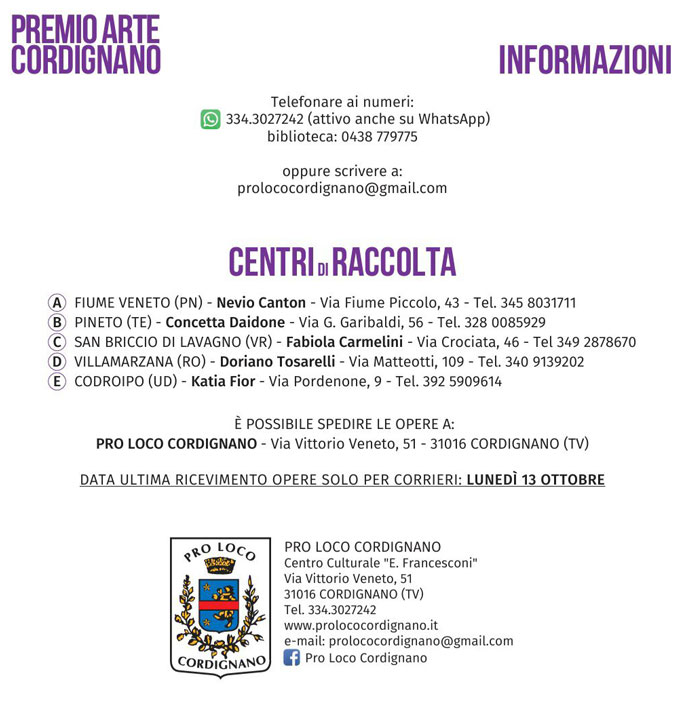 cordignano premio nazionale di pittura, grafica e acquerello informazioni