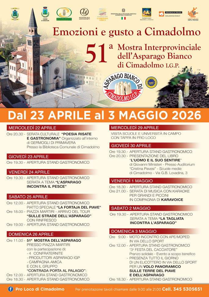 CIMADOLMO FESTA DELL'ASPARAGO BIANCO DI CIMADOLMO IGP programma