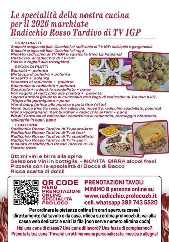 ZERO BRANCO MOSTRA DEL RADICCHIO menù