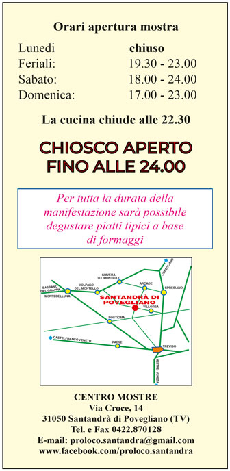 POVEGLIANO SANTANDRA' MOSTRA FORMAGGI TIPICI E MOSTRA DEL PROSCIUTTO CRUDO orari apertura