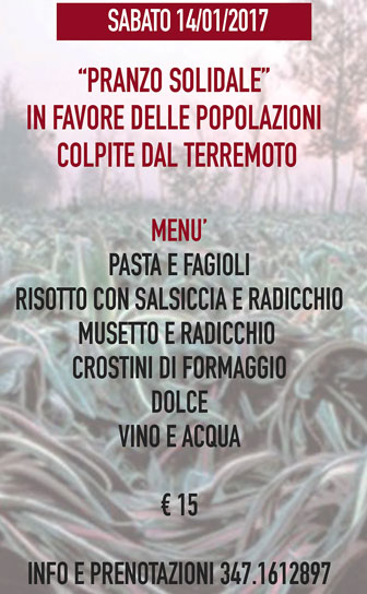 preganziol pranzo solidale in favore delle popolazioni colpite dal terremoto