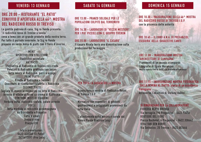 2017 PREGANZIOL MOSTRA MERCATO A PREGANZIOL RADICCHIO ROSSO DI TREVISO I.G.P. programma