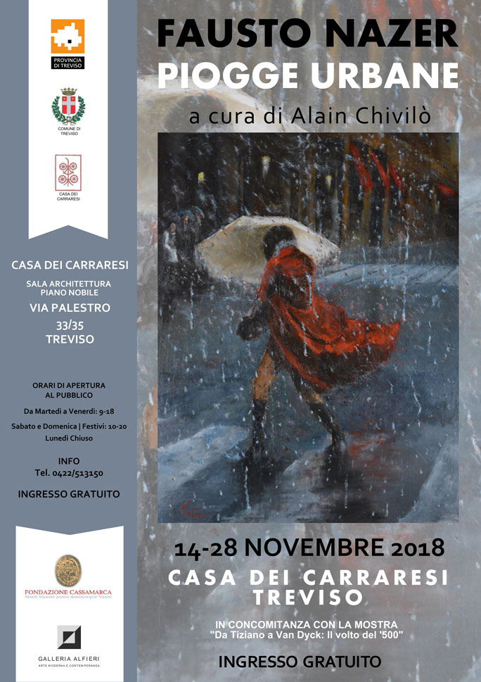 2018 TREVISO CASA DEI CARRARESI MOSTRA ARTE FAUSTO NAZER PIOGGE URBANE