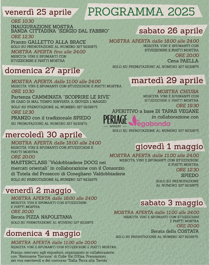 2025 VALDOBBIADENE SAN GIOVANNI MOSTRA DEL CARTIZZE E DEL PROSECCO DI VALDOBBIADENE programma