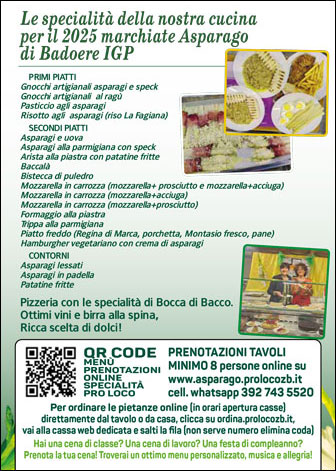 ZERO BRANCO MOSTRA ASPARAGO DI BADOERE IGP menù