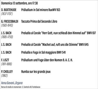 FESTIVAL ORGANISTICO SAN MICHELE ARCANGELO concerto settembre 13