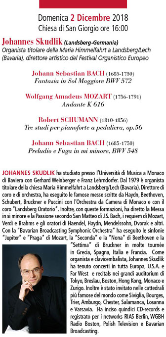 2018 FESTIVAL ORGANISTICO INTERNAZIONALE COLLALTO concerto johannes skudlik