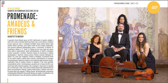 2022 teatro trevignano quartetto moody concerto promenade amadeus and friends