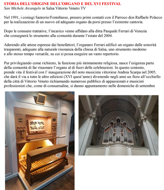 FESTIVAL ORGANISTICO SAN MICHELE ARCANGELO storia