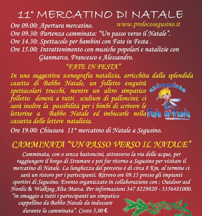 SEGUSINO MERCATINI DI NATALE programma