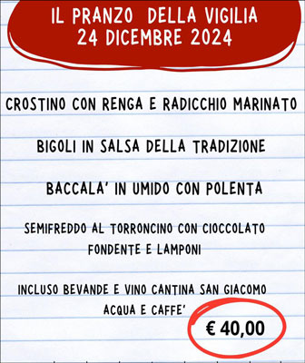 Vigilia di Natale a Casale sul Sile Osteria Vivace