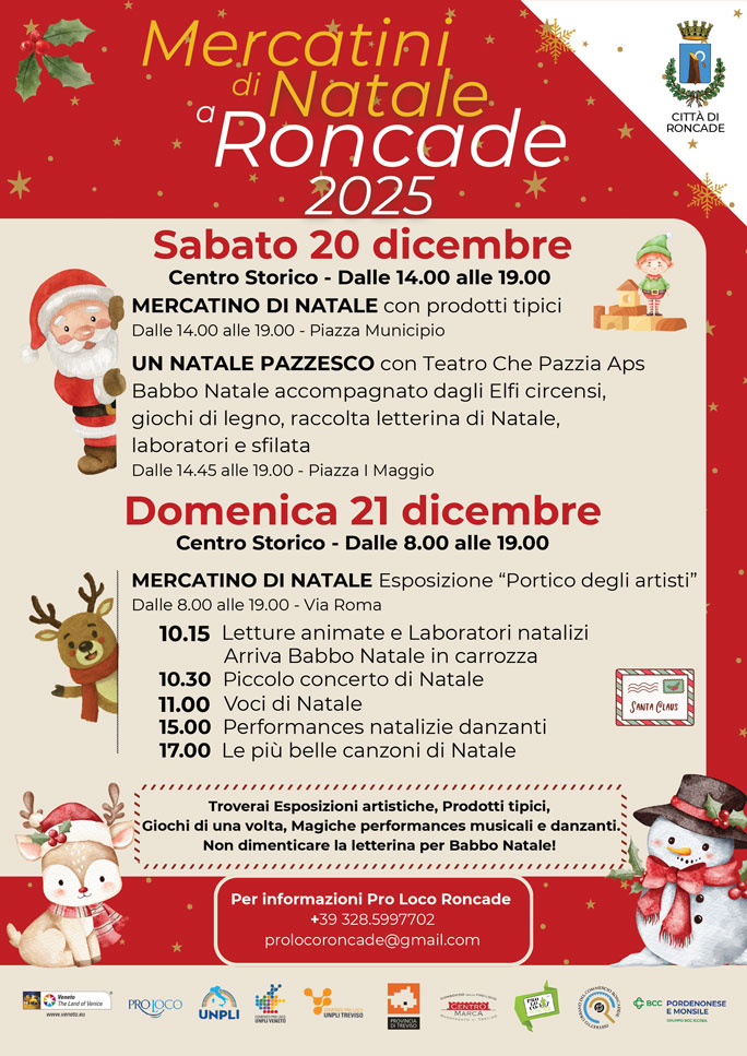 roncade mercatini di natale mostra mercato dell'artigianato natalizio e portico degli artisti
