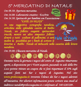 2018 SEGUSINO MERCATINI DI NATALE programma