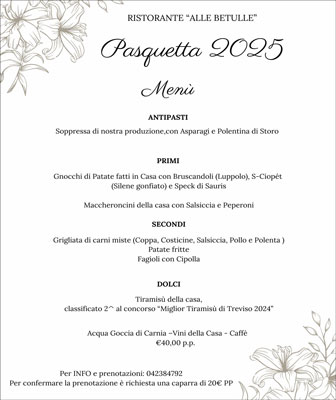 Pasquetta a Crocetta del montello ciano del montello ristorante alle betulle