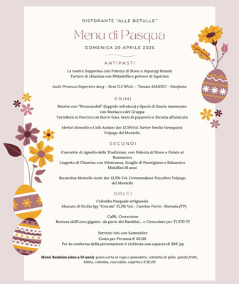 Pasqua a Crocetta del montello ciano del montello ristorante alle betulle