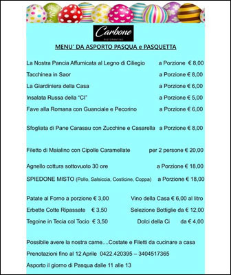 pasqua a treviso ristorantino carbone