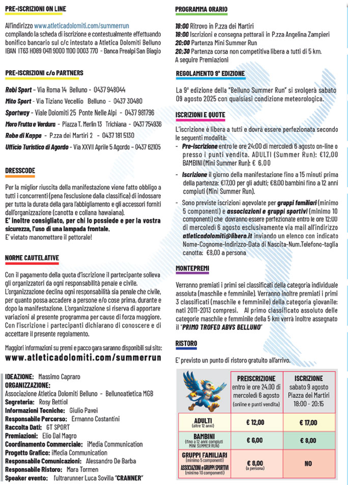 belluno summer run programma