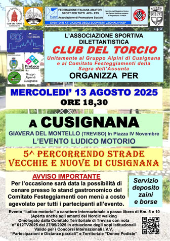5ª PERCORRENDO STRADE VECCHIE 
E NUOVE DI CUSIGNANA