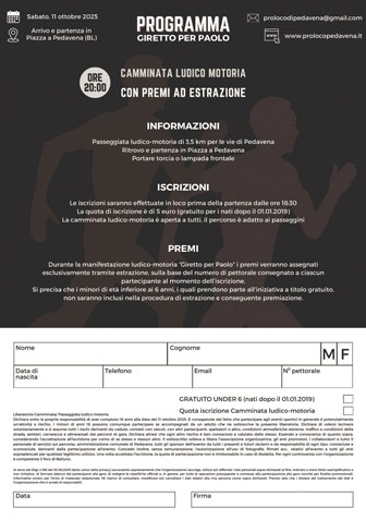 pedavena camminata giretto per paolo ISCRIZIONE