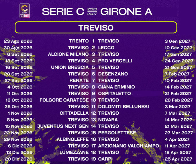 2026 calcio treviso campionato serie c calendario 