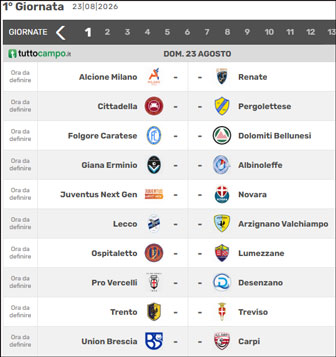 campionato di calcio serie c girone agiornata 1