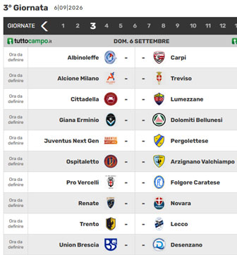 campionato di calcio serie c girone a giornata 3