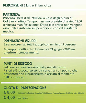 FARRA DI SOLIGO COL SAN MARTINO CORSA DEL PROSECCO INFORMAZIONI