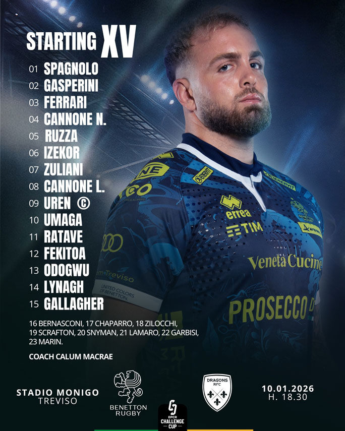 2026 Rugby Challenge Cup match Treviso Dragons