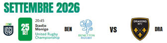 2026 RUGBY TREVISO BENETTON MATCH SEPTEMBER