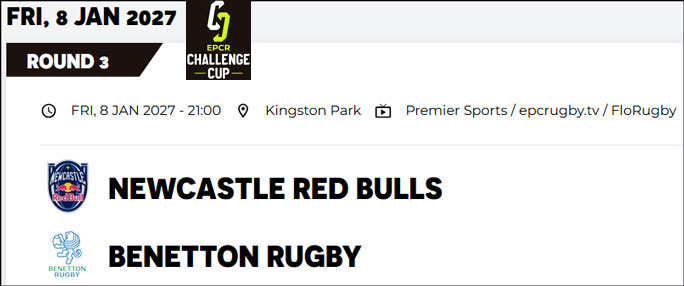 2027 rugby challenge cup match newcastle red bulls treviso benetton