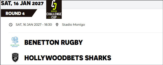 2027 rugby challenge cup match treviso benetton hollywoodbets sharks