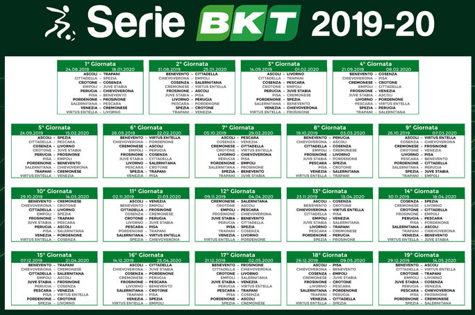 CAMPIONATO DI CALCIO SERIE B 2019 2020 calendario