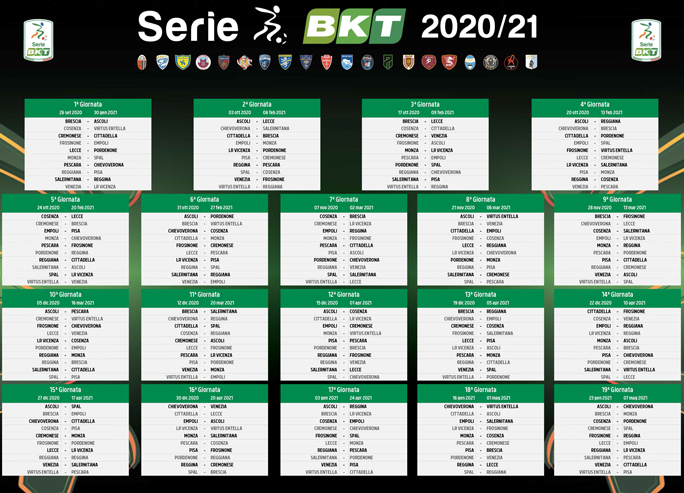 CAMPIONATO DI CALCIO SERIE B 2020 2021 calendario