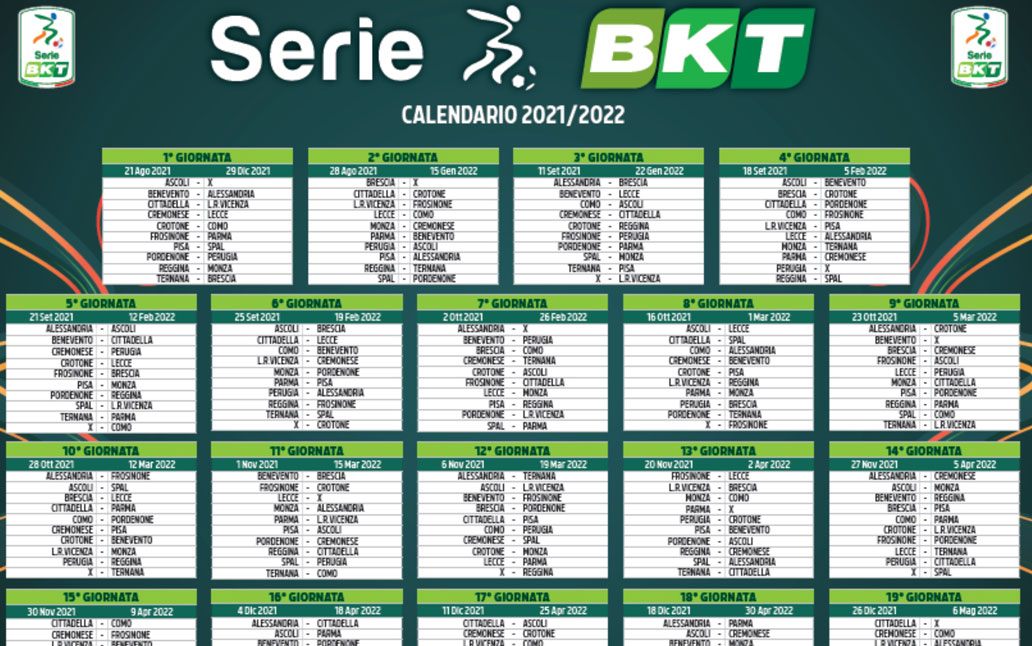 CAMPIONATO DI CALCIO SERIE B 2021 2022 calendario